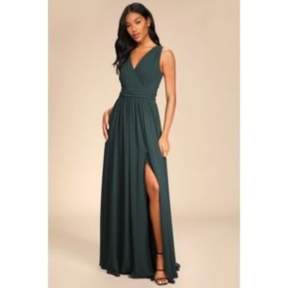 Lulus Dresses & Skirts - Lulus Women Thoughts Of Hue Surplice Maxi Dress Green Basic Sleeved Large
